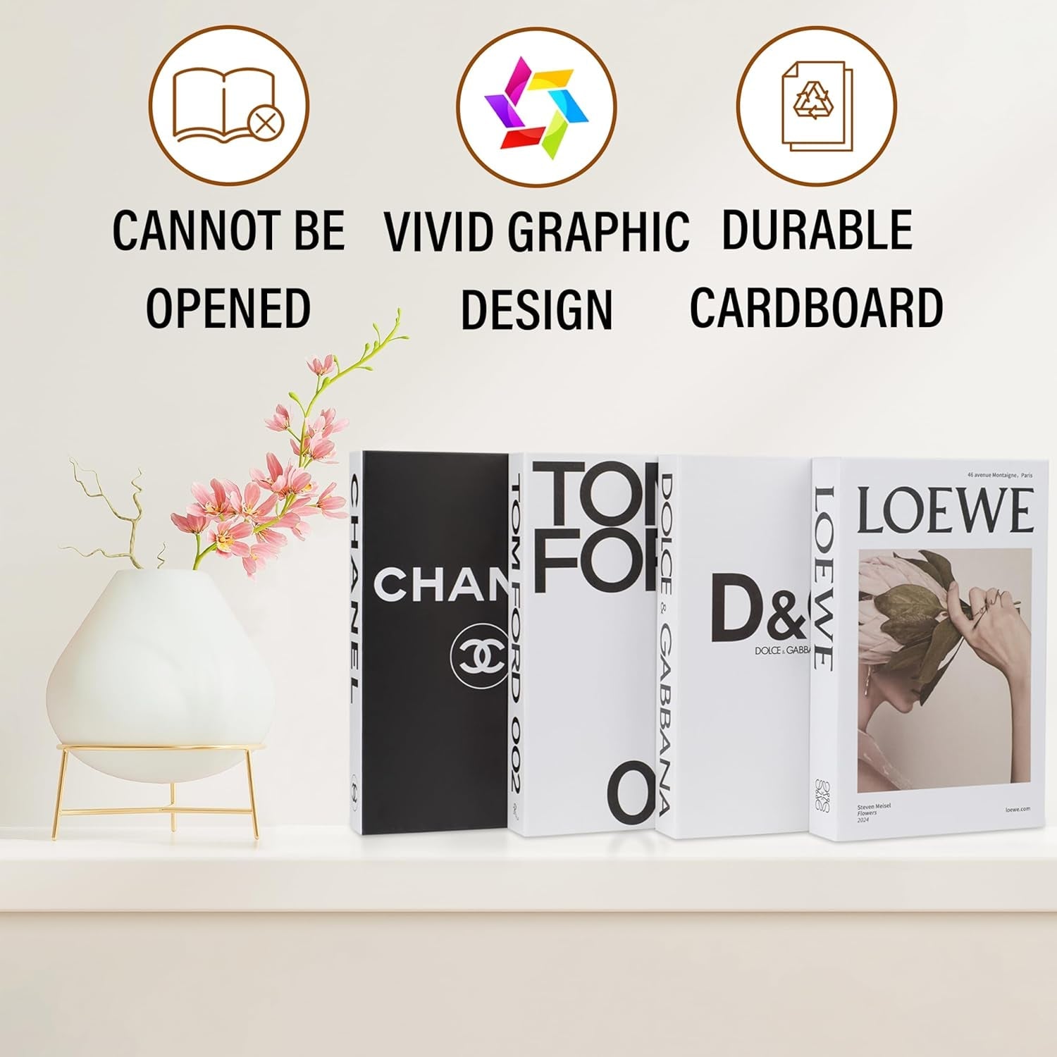 Decorative Books_White – Fake Books for Home & Room Decor, Aesthetic Shelf & Designer Set