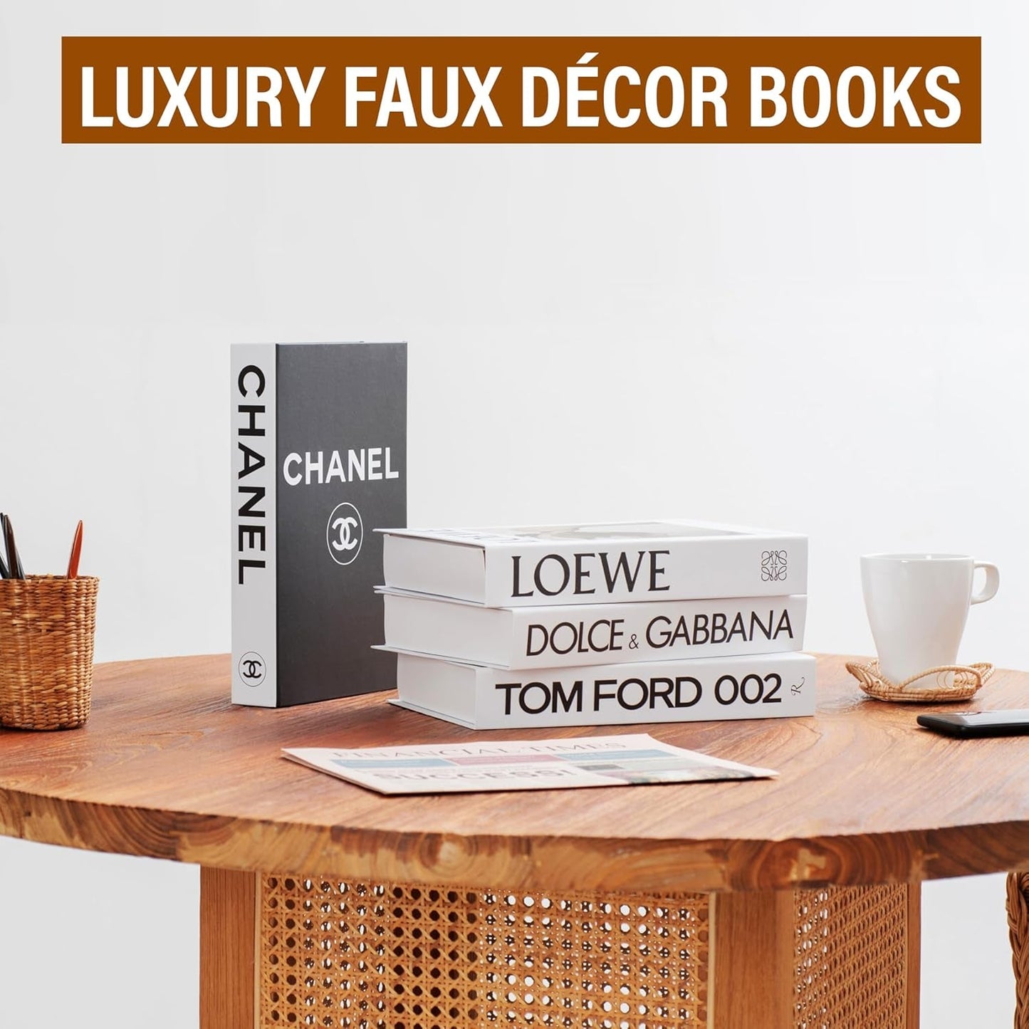 Decorative Books_White – Fake Books for Home & Room Decor, Aesthetic Shelf & Designer Set
