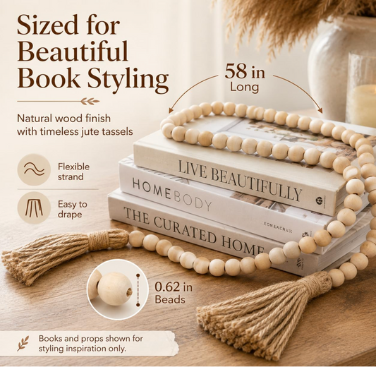 58" Wood Bead Garland with Tassels