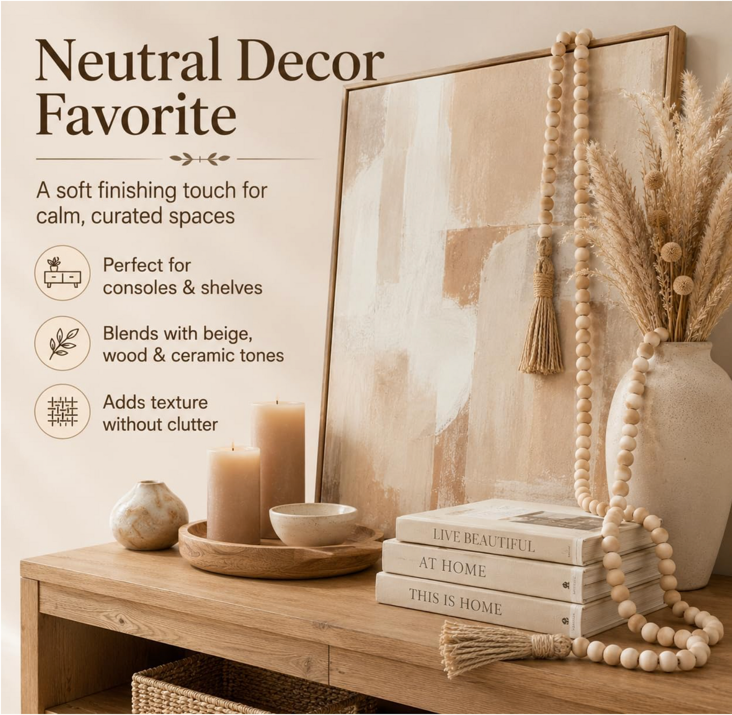 58" Wood Bead Garland with Tassels