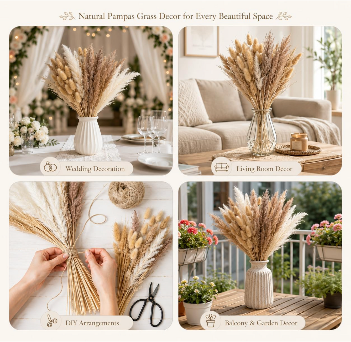 Dried Pampas Grass  100 Stems