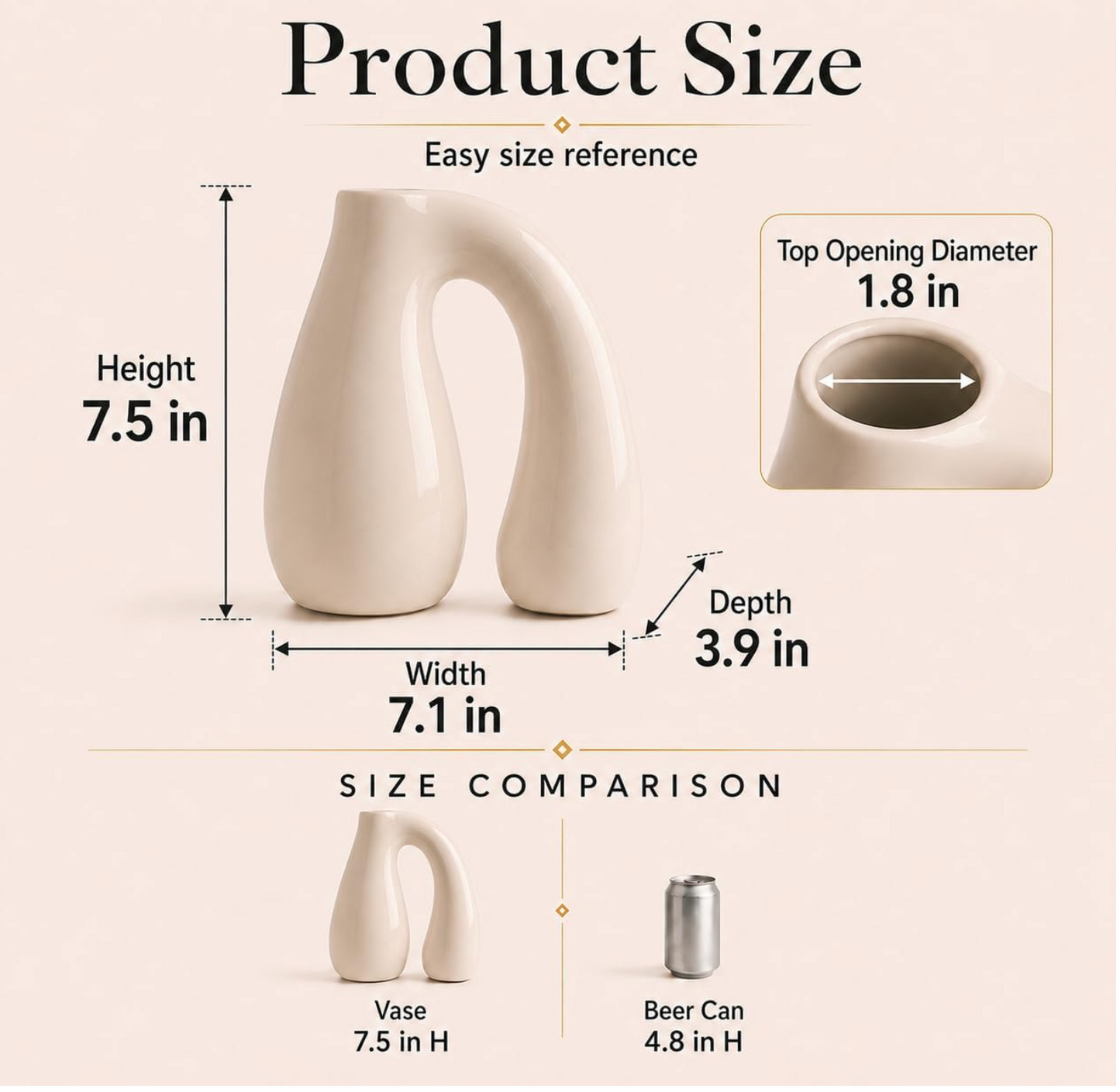 Cream White Ceramic Vase
