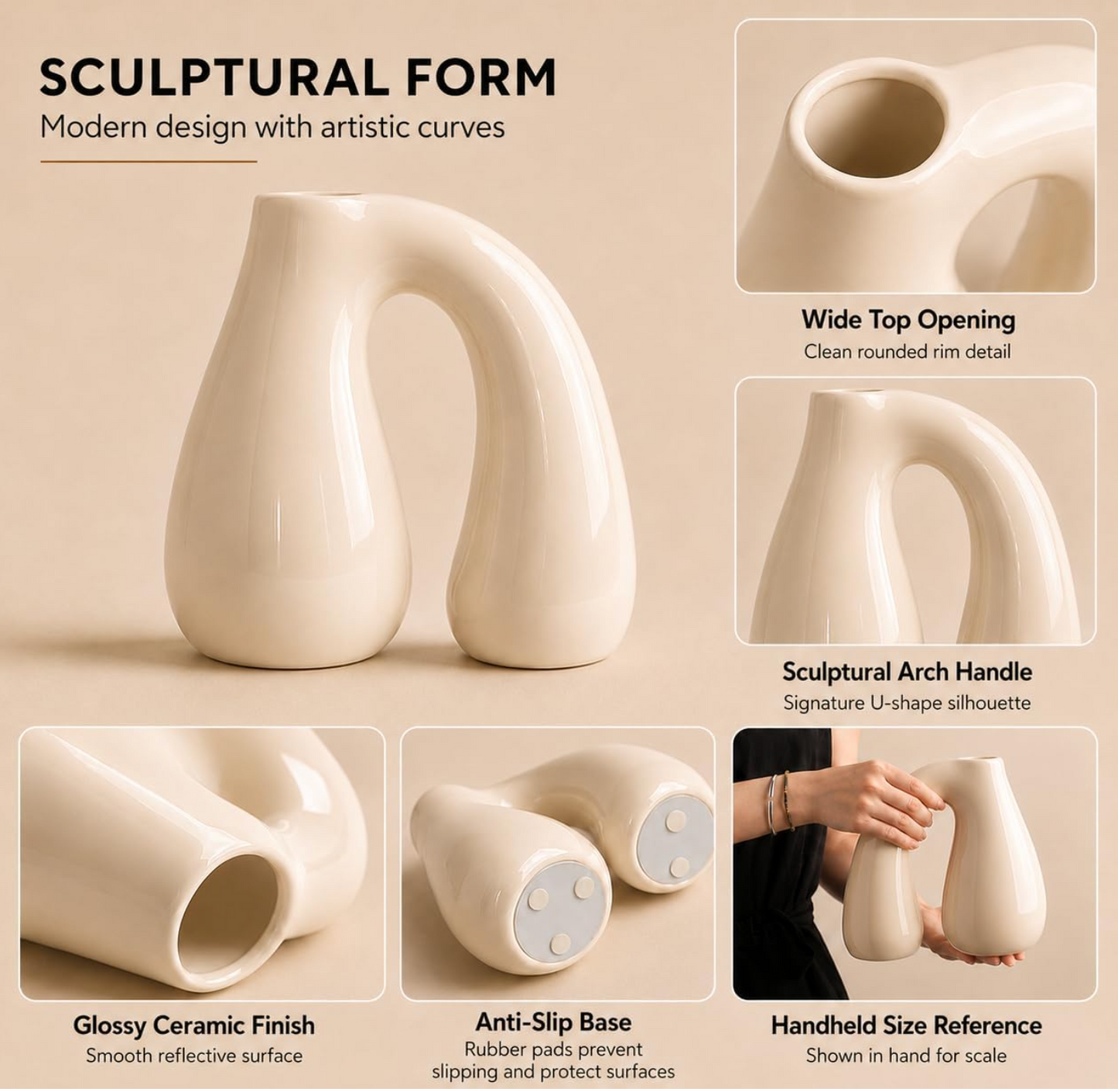 Cream White Ceramic Vase