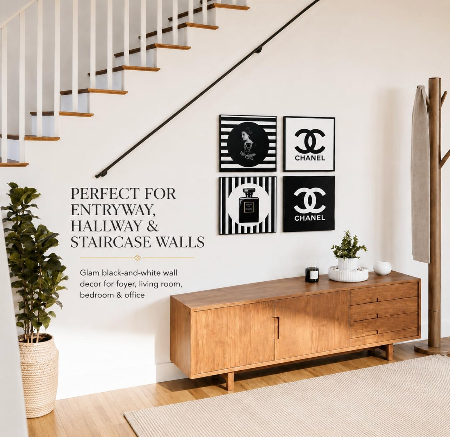 Black & White Fashion Wall Art (Set of 4)
