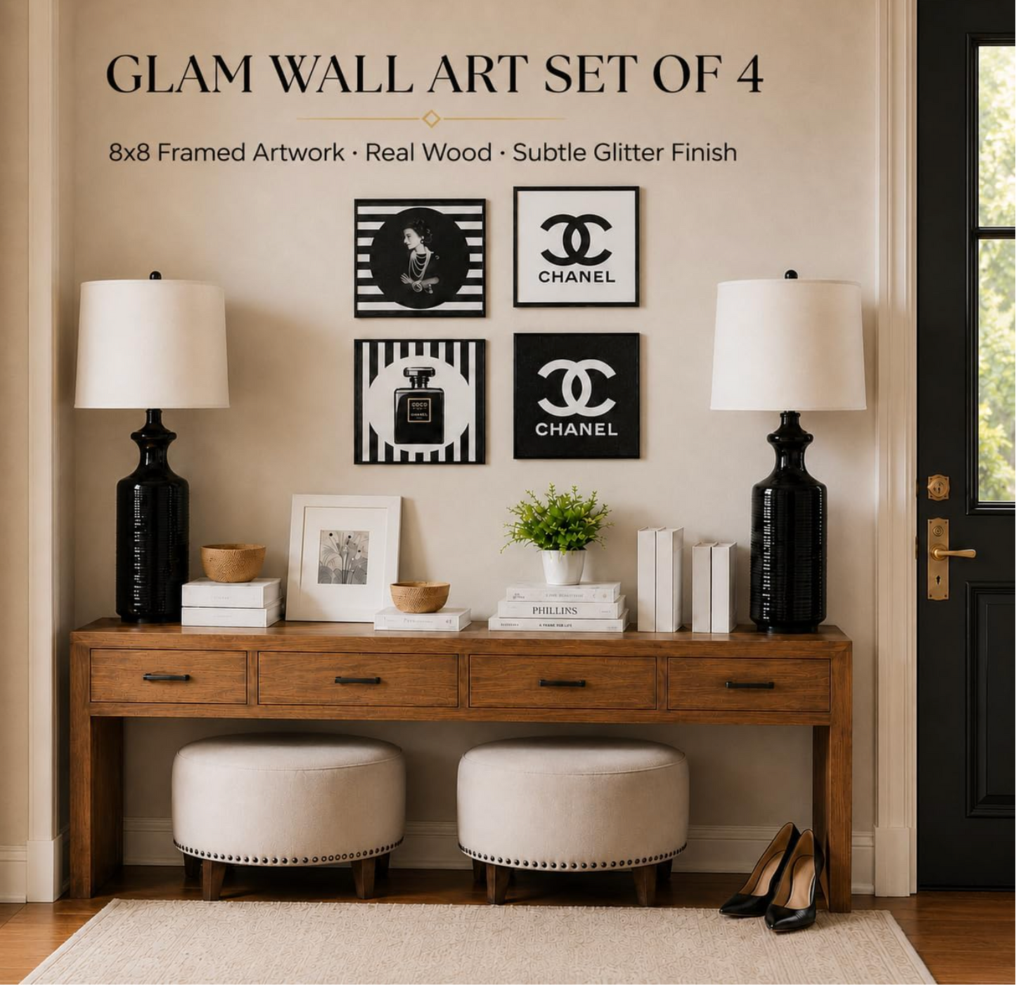 Black & White Fashion Wall Art (Set of 4)