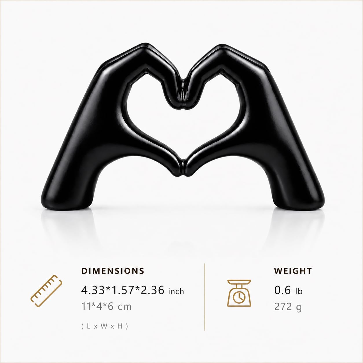 Heart Hands Sculpture Black — PT02