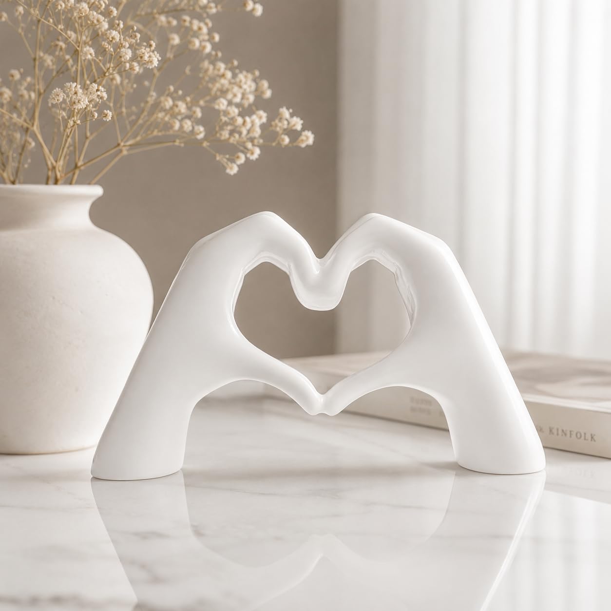 Heart Hands Sculpture White — MAIN