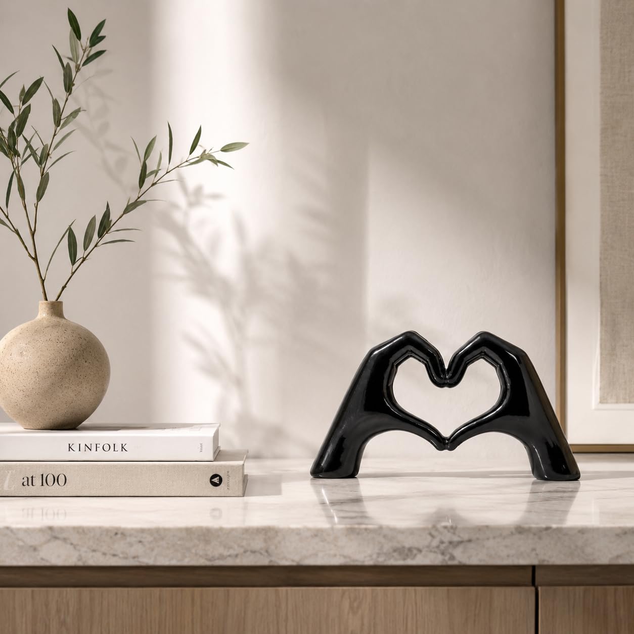 Heart Hands Sculpture Black — PT03