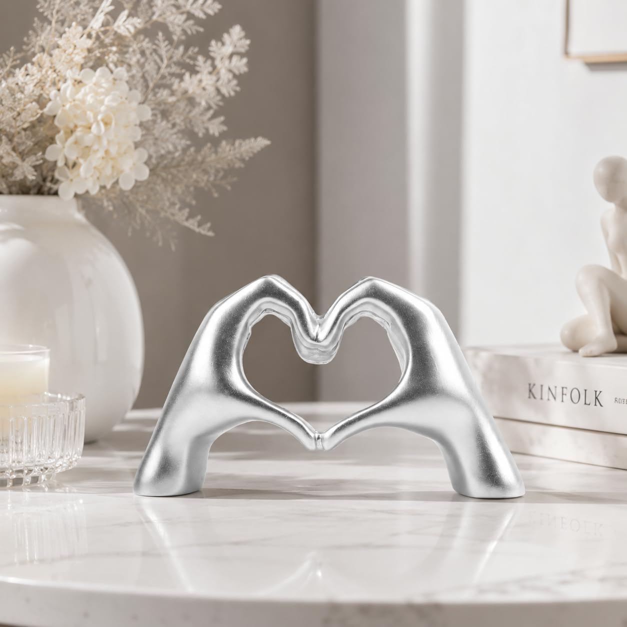 Heart Hands Sculpture Silver — PT04