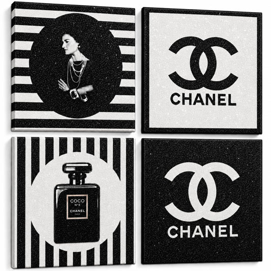Black and white fashion wall art set of 4 - product