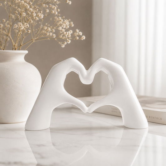 Heart Hands Sculpture White
