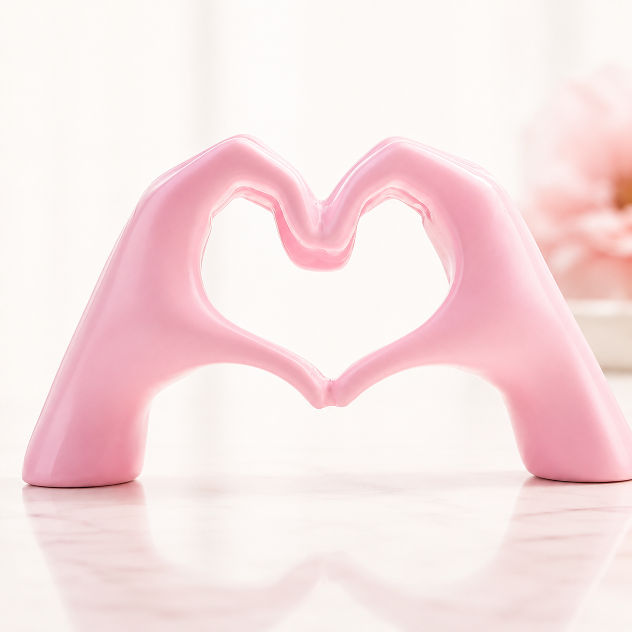 Heart Hands Sculpture Pink