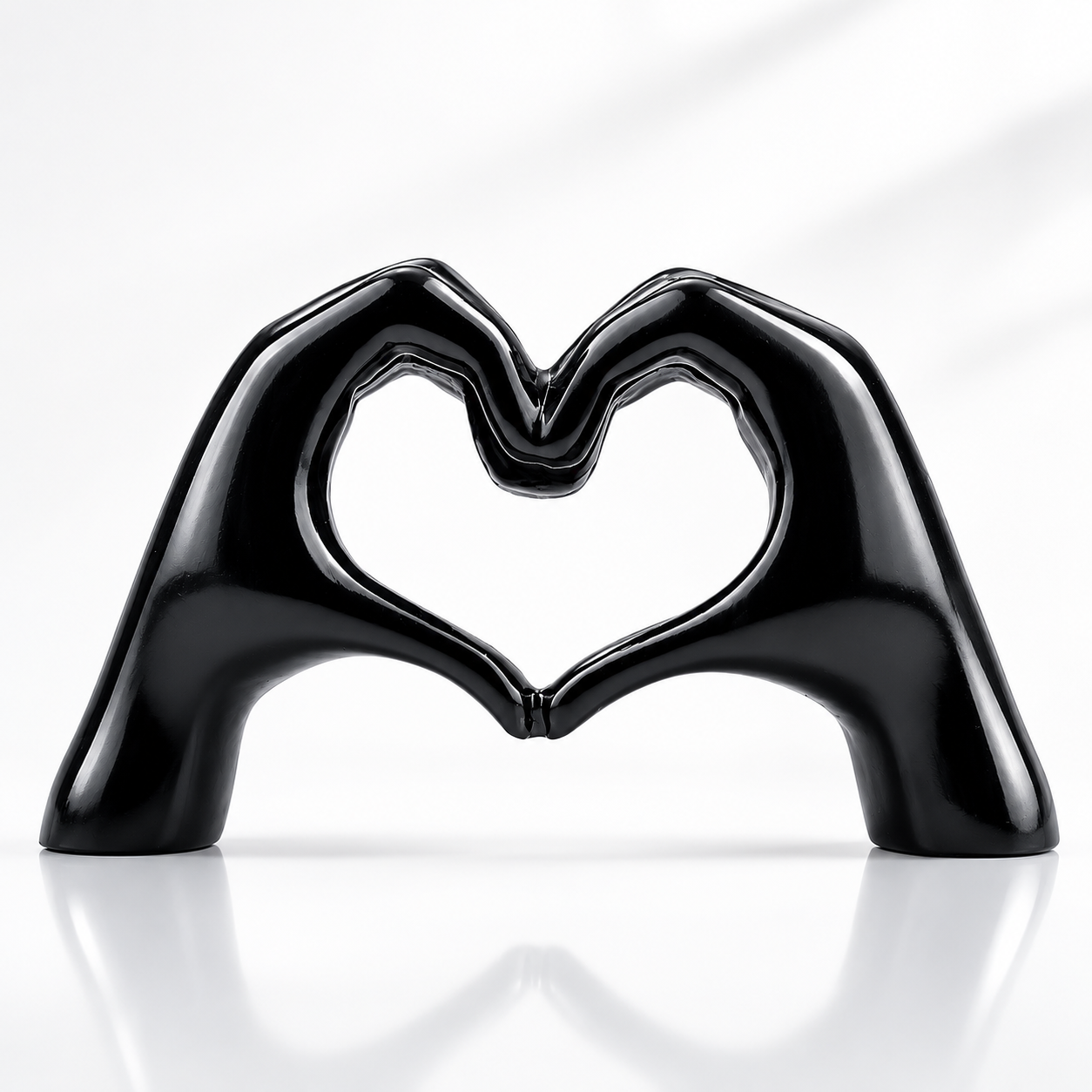 Heart Hands Sculpture Black
