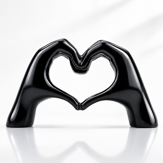 Heart Hands Sculpture Black