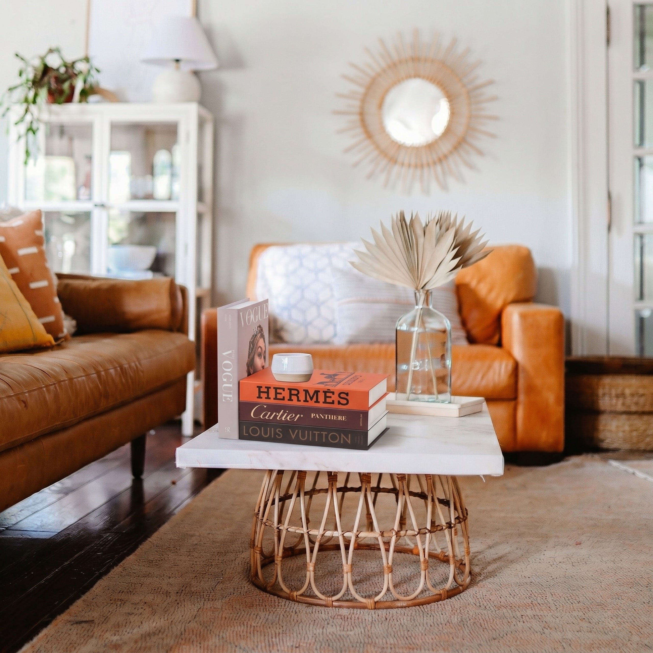 PROBENEX decorative books and vases styled on marble